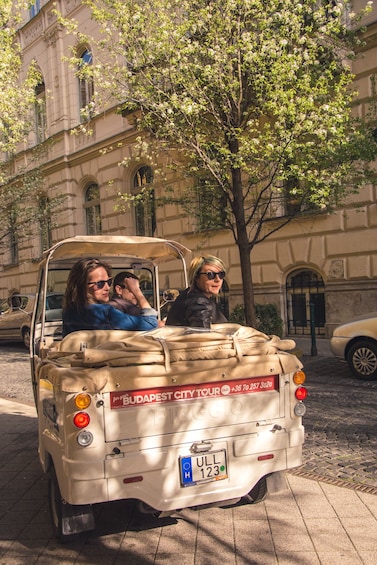 Group in a Tuk Tuk vehicle in Budapest