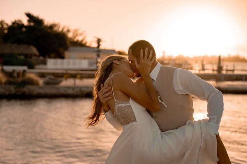 Sunset wedding portrait at a private residence