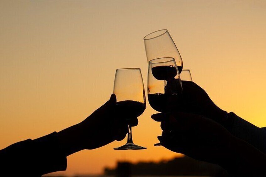 Port wine at sunset