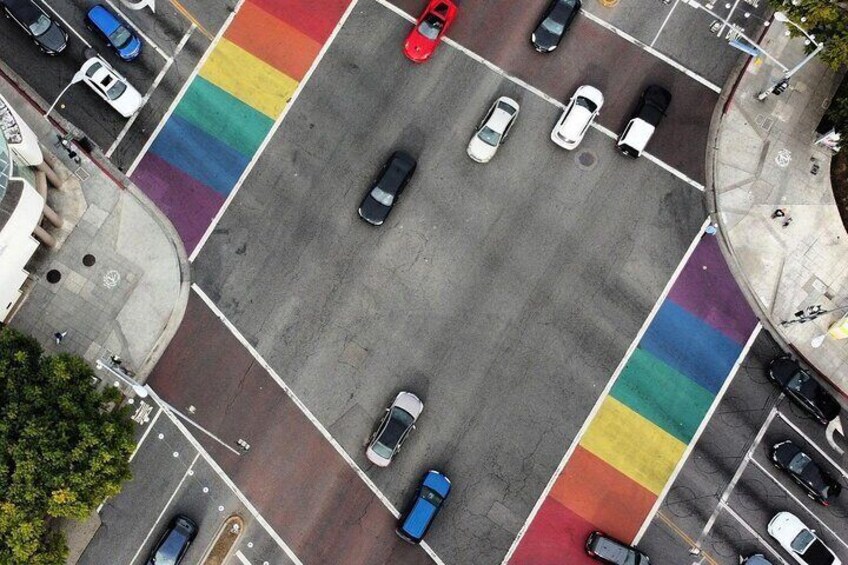 Iconic Rainbow Road on Santa Monica Blvd Route 66