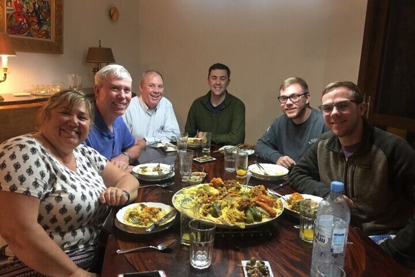 A family diner after the cooking class for the gladly 