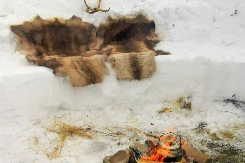 Winter Bliss Sledding in the Snow & Relaxing on Reindeer Hides