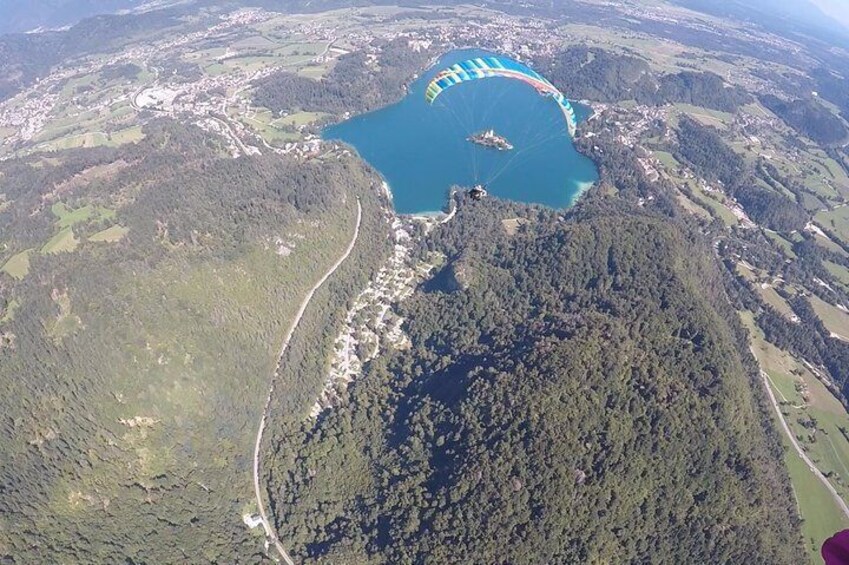 Paragliding above Lake Bled