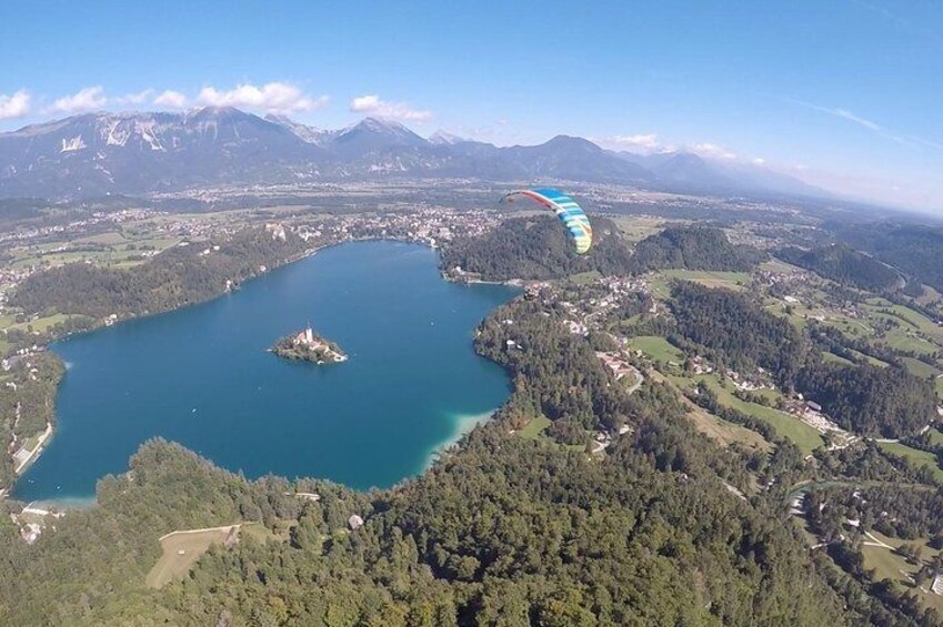 Paragliding above Lake Bled