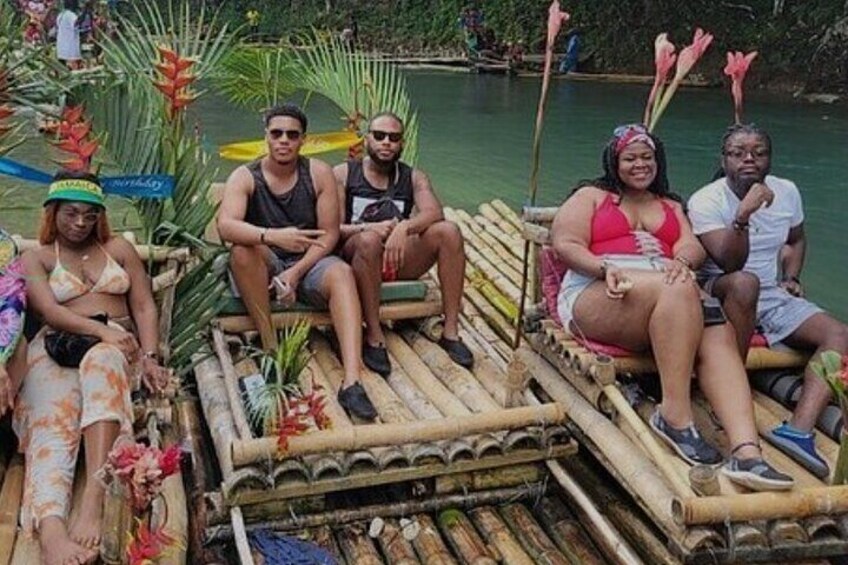 Family bamboo rafting