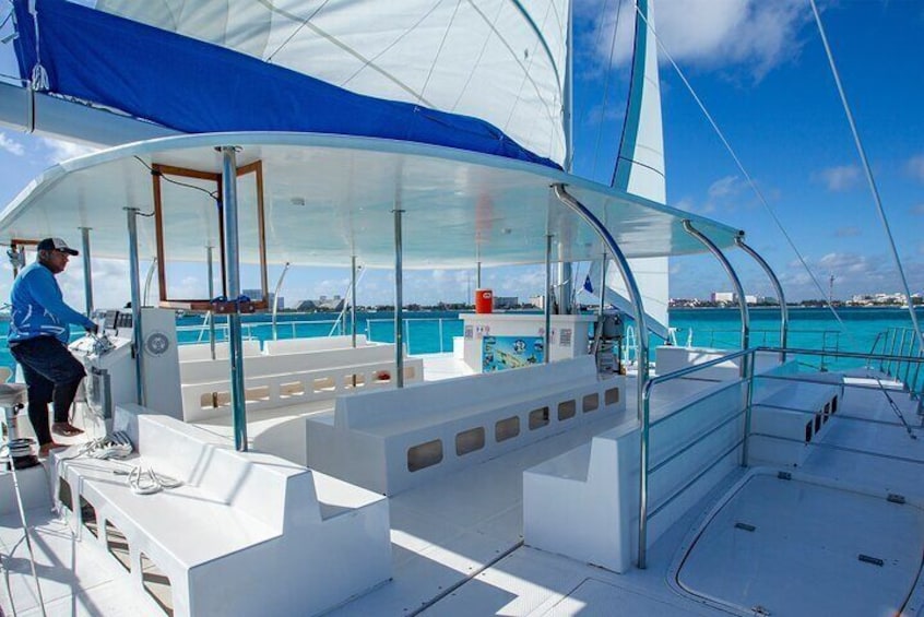 Catamaran Adventure to Isla Mujeres with Open Bar and Beach Club