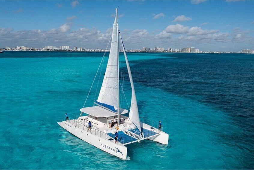  Catamaran Adventure to Isla Mujeres with Open Bar and Beach Club