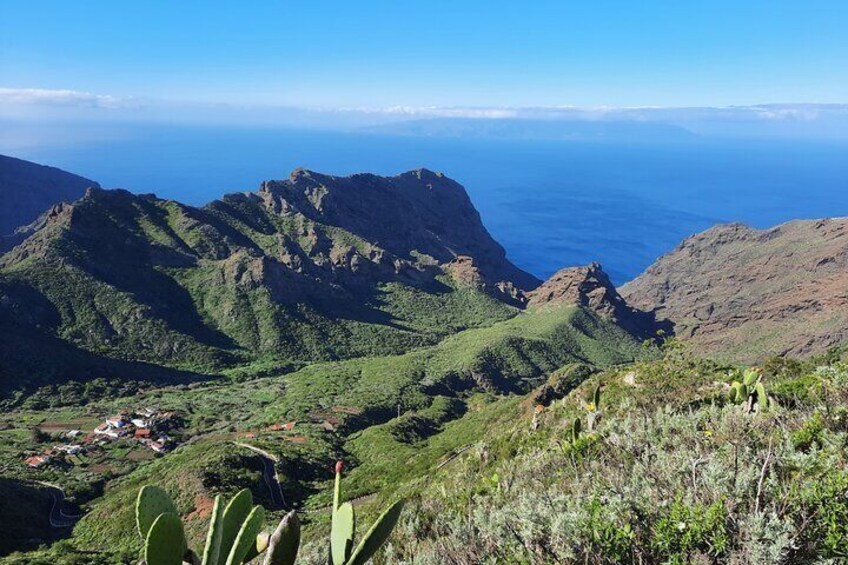 Ravines and landscapes with La Gomera island on the horizon