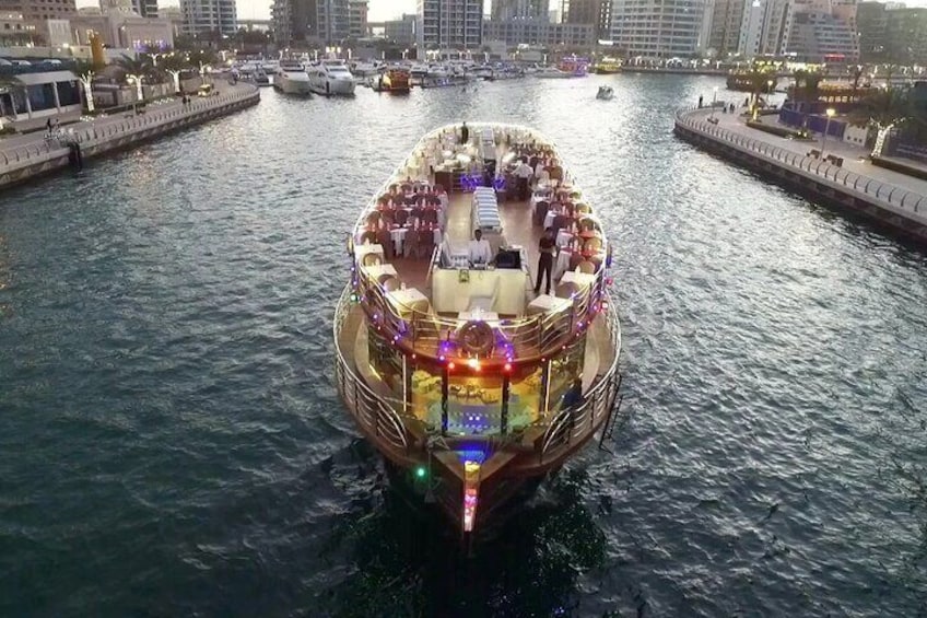 Luxury Dhow Dinner Cruise at Dubai Marina with Dinner & Transfers