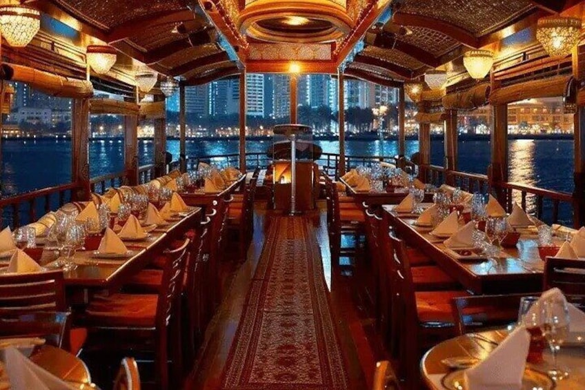 Luxury Dhow Dinner Cruise at Dubai Marina with Dinner & Transfers