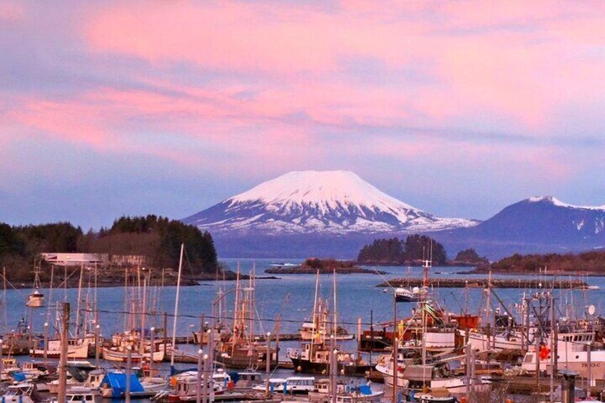 Mt.Edgecumbe volcano along our scenic route
