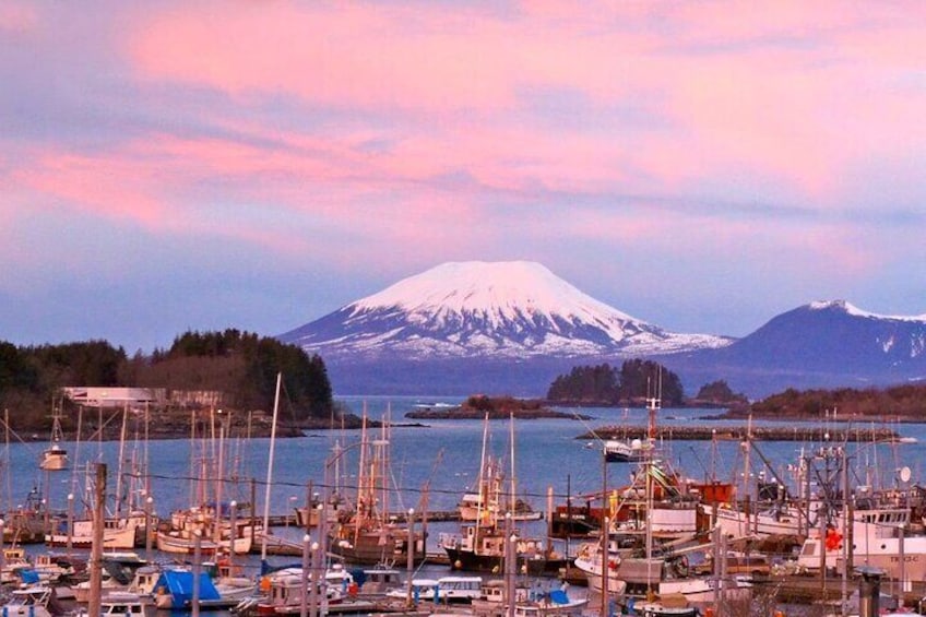 Mt.Edgecumbe volcano along our scenic route
