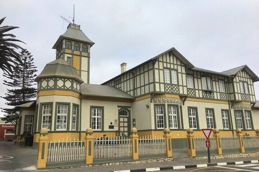 The Woermannhaus, in Swakopmund, Namibia, is a significant historical building that reflects the town's German colonial heritage. Constructed in 1905.
