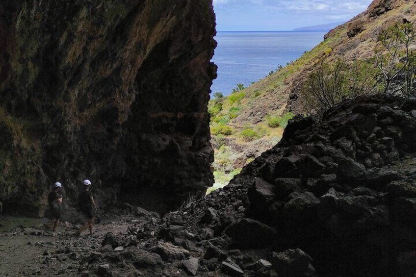 Crossing the big cave.