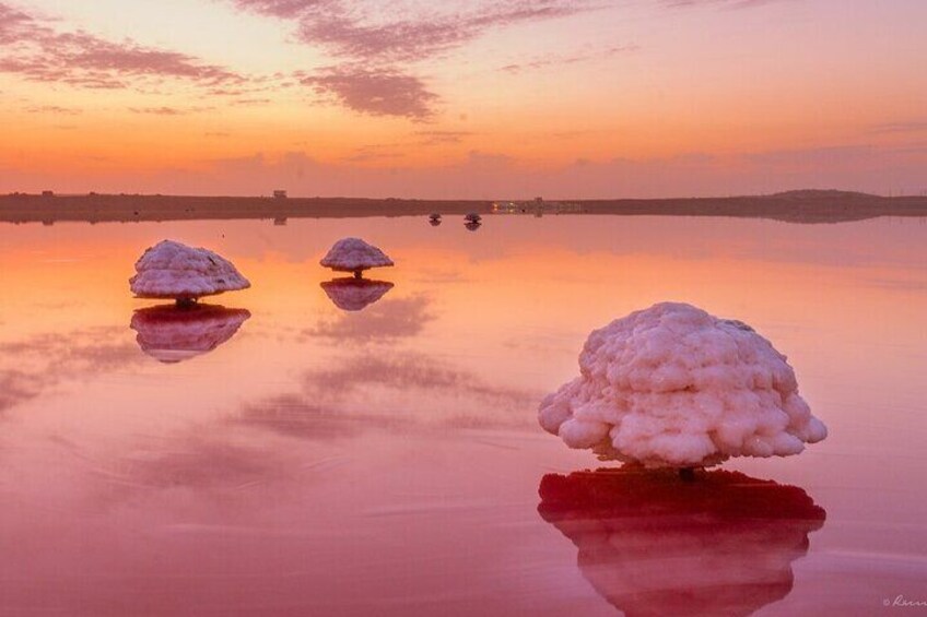 Salt lake Masazir. It is also called pink or dead lake. There are only eight lakes with pink water in the world, and one of them is located in Azerbaijan.