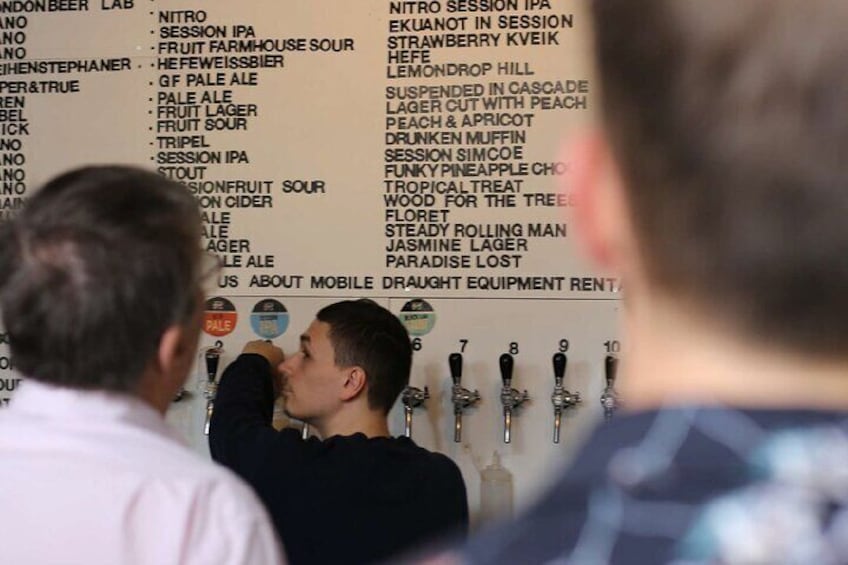 Our Brixton Taproom containing 30 draught lines and over 100 different cans and bottles to cater for every taste