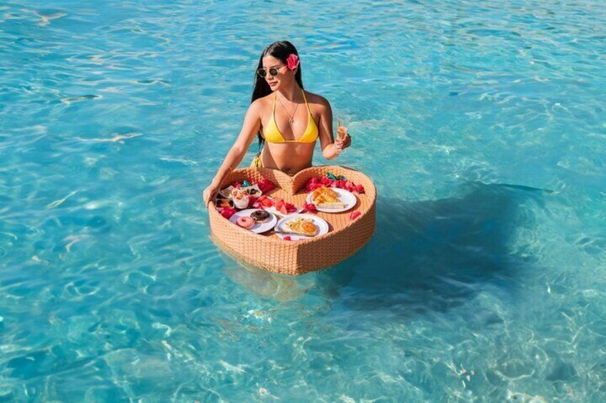 Aruba Floating Tray Drone Photoshoot Breakfast and Fruits