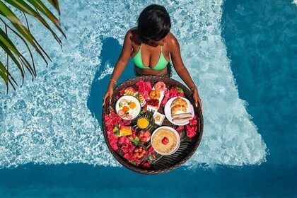 Aruba Floating Tray Drone Photoshoot Breakfast and Fruits