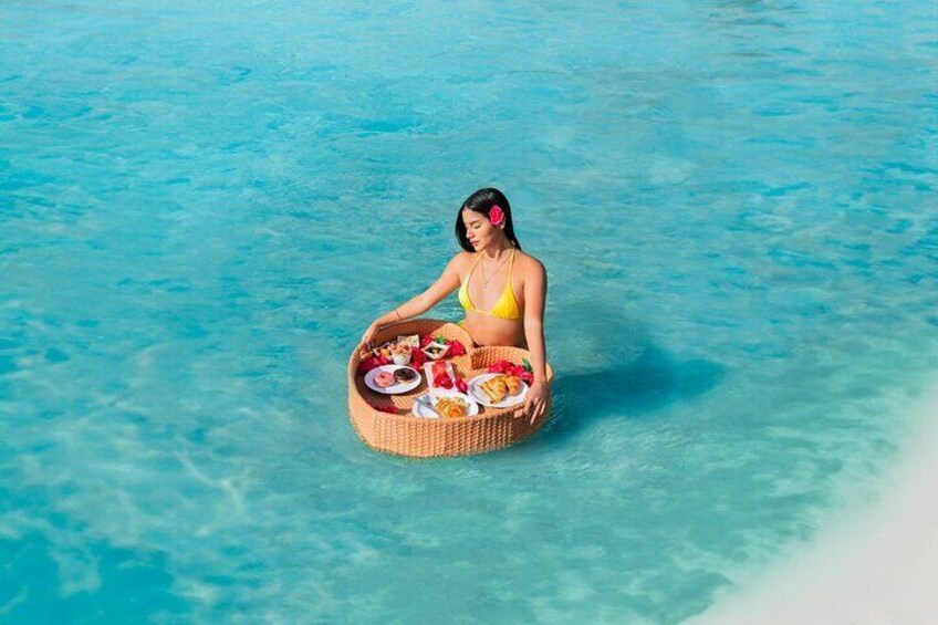 Aruba Floating Tray Drone Photoshoot Breakfast and Fruits