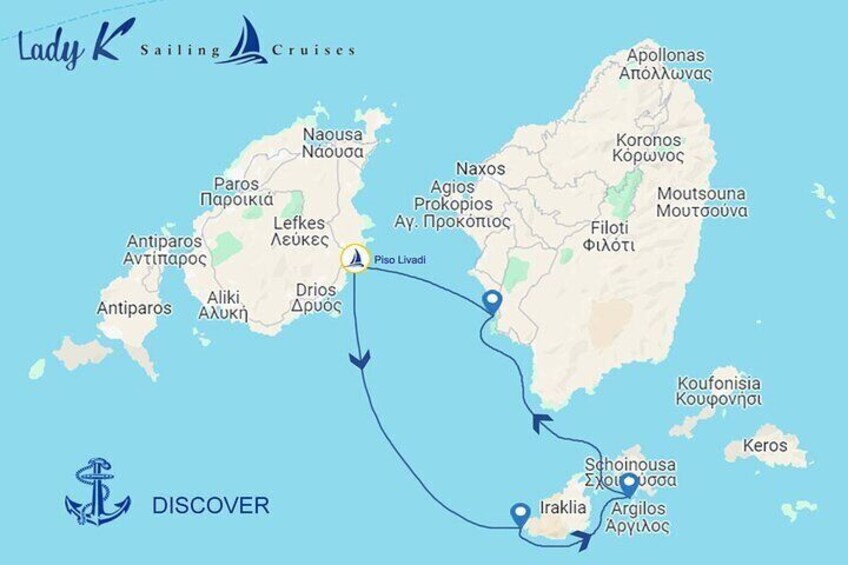 Itinerary tour Iraklia Skinoussa Naxos