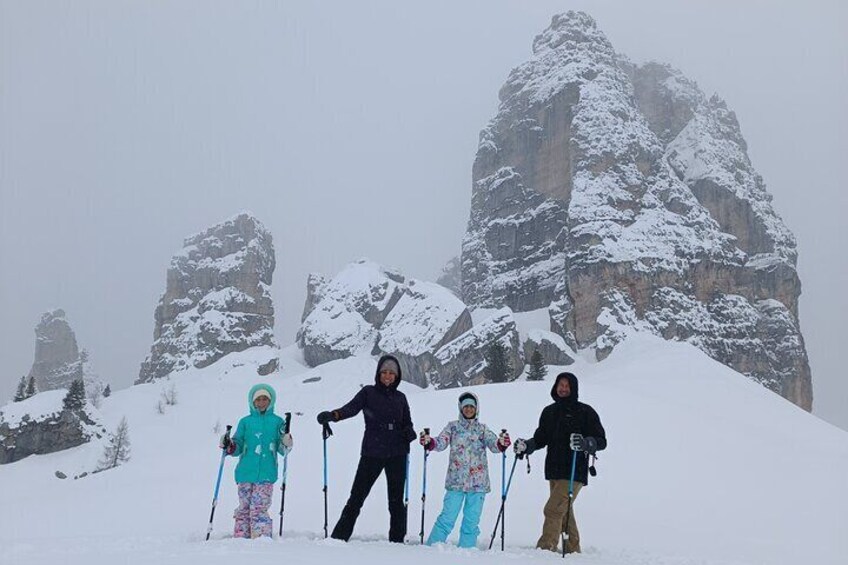 Under the Cinque Torri with lots of snow