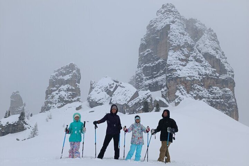 Under the Cinque Torri with lots of snow