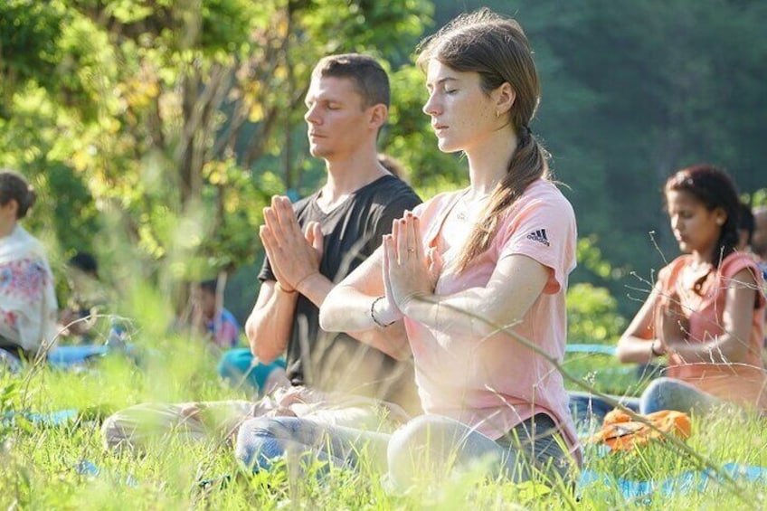 Yoga classes in Rishikesh at the Abhayaranya Yoga Ashram.