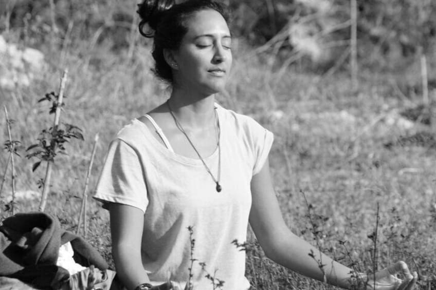 Meditation class during a yoga retreat at the Abhayaranya Yoga Ashram.