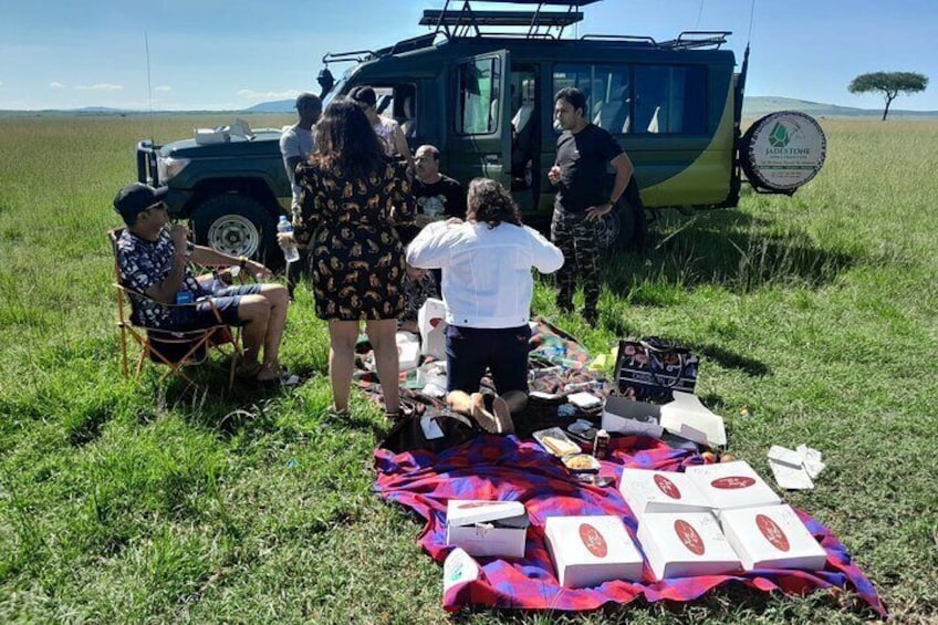 during a picnic lunch