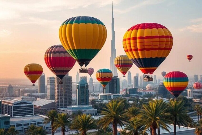 View of Dubai City By Hot Air Balloon