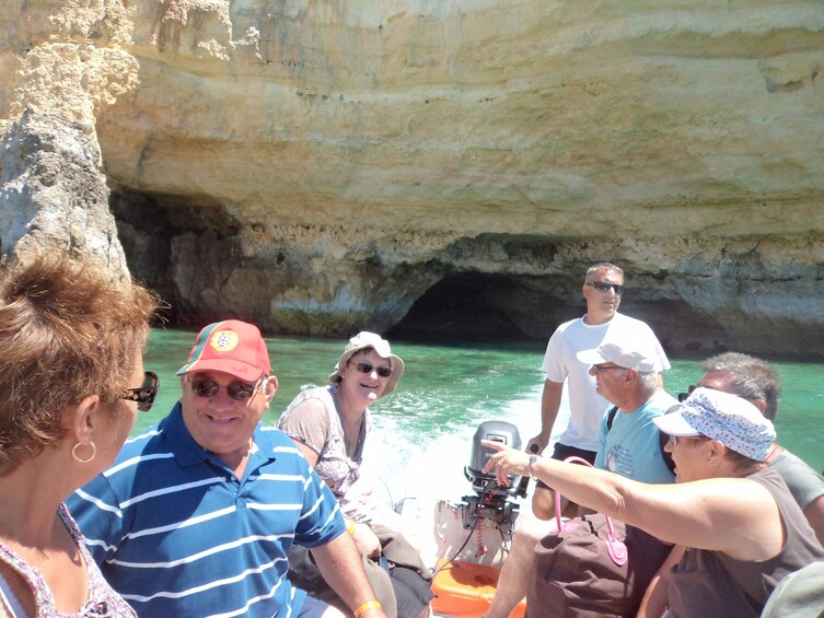 Show item 1 of 7. Group enjoying a boat tour around the Algarve Coastline