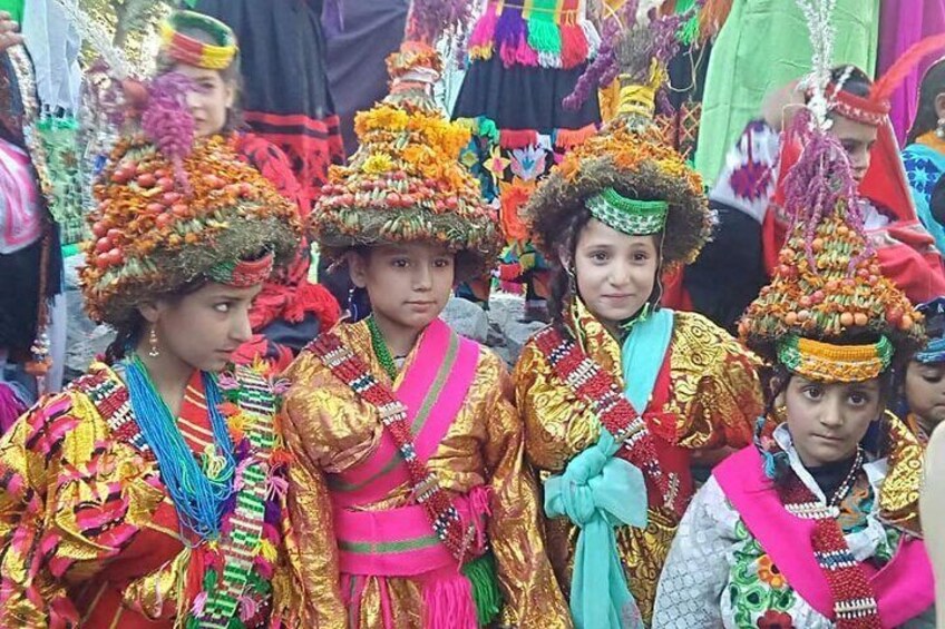 The Childs of kalash valley Celebrating the phool Festival in Kalash Valley of Hindukush