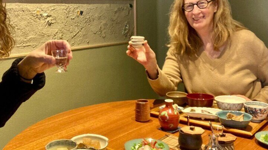Enjoying a traditional Washoku set meal