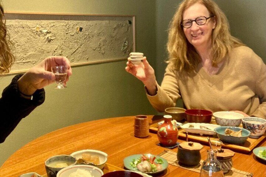 Enjoying a traditional Washoku set meal