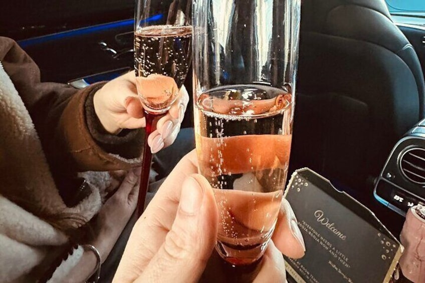 Bubbly bliss on the go! Here's to making every journey a little more luxurious.