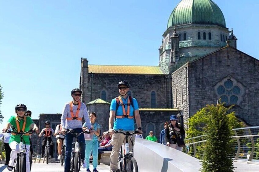 Cycling past Galway City Cathedral-Galway city-Ireland