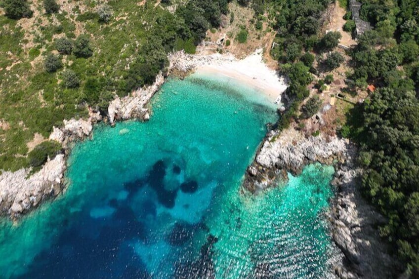 Blue Gem Cave and Grama Bay Speedboat Tour from Vlore