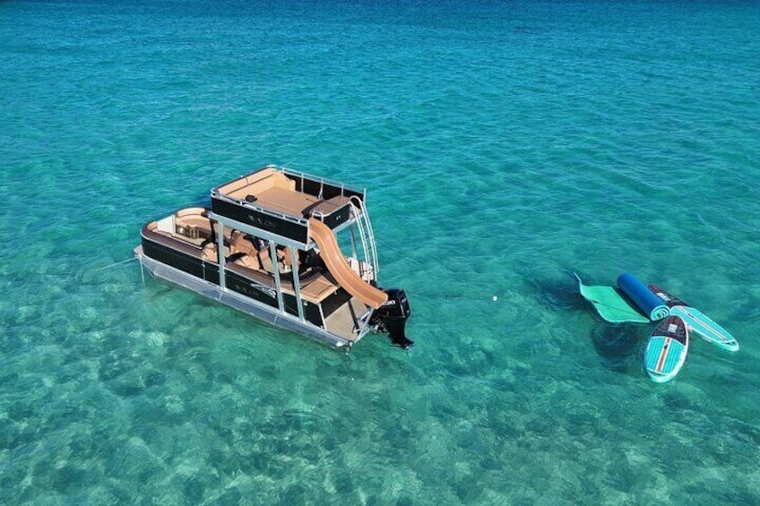 4 Hour Private Crab Island Luxury Slide Pontoon Charter 