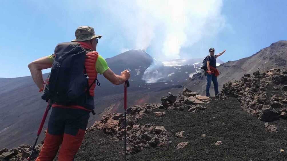 Trekking on Etna volcano craters