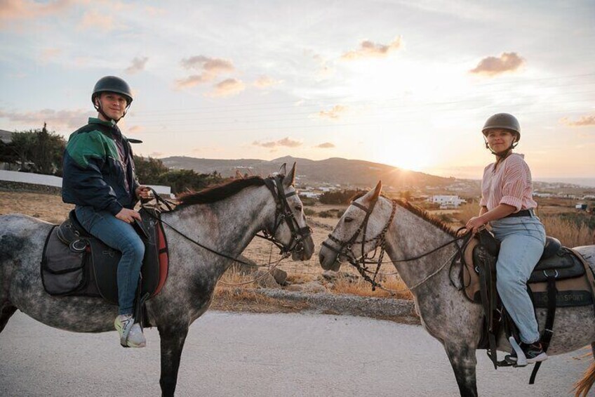 Sunset Landscape Horse riding in Paros 