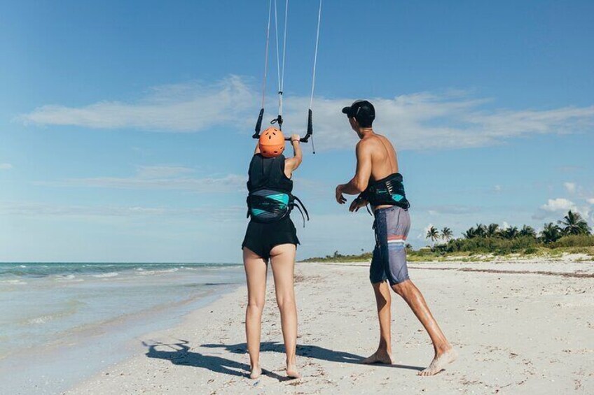 kitesurfing lessons in El Cuyo Yucatan Mexico