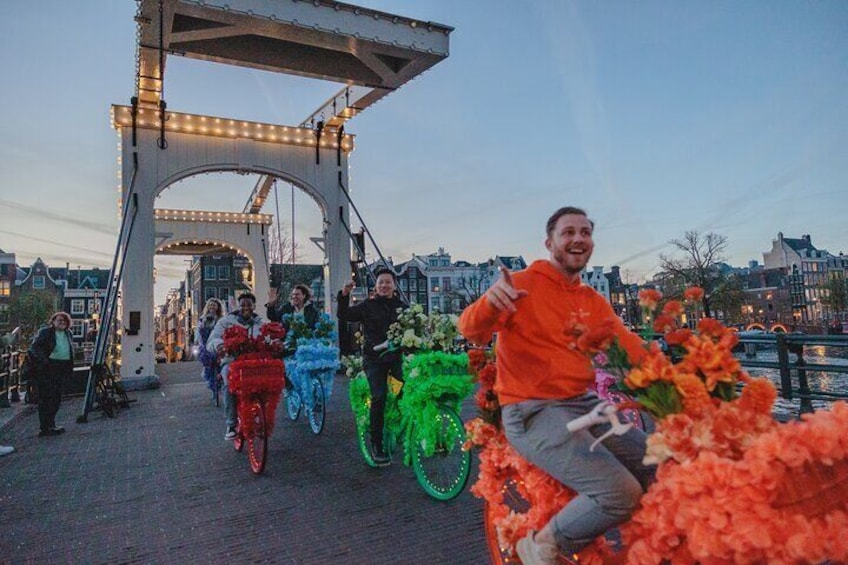 Explore Amsterdam canals on iconic Flower Bikes