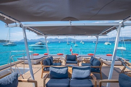 Morning Relaxation in Catamaran Antibes Marina Bay of Angels
