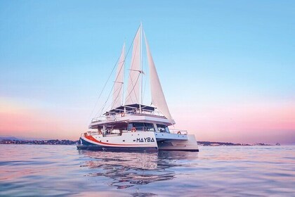 Evening Dinner at Sea in Antibes Boat Marina Bay of Angels