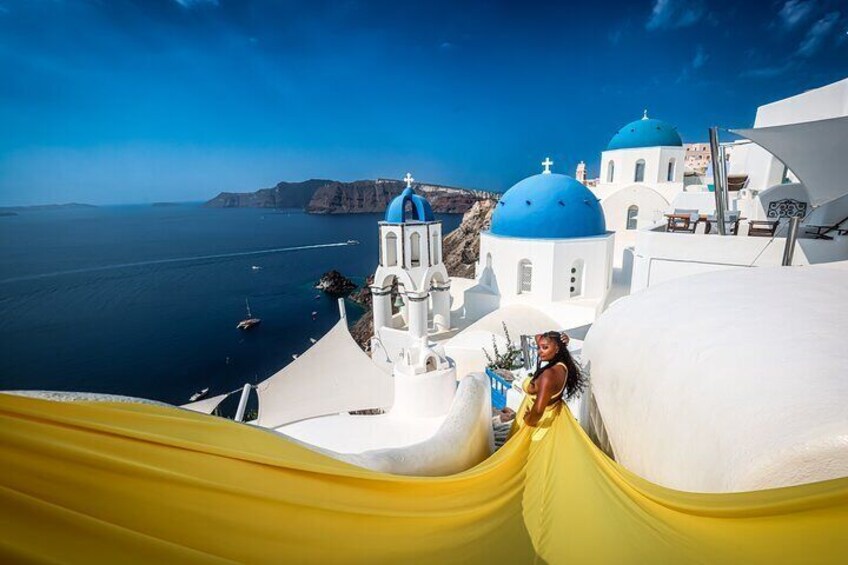 Flying Dress Santorini Photoshoot