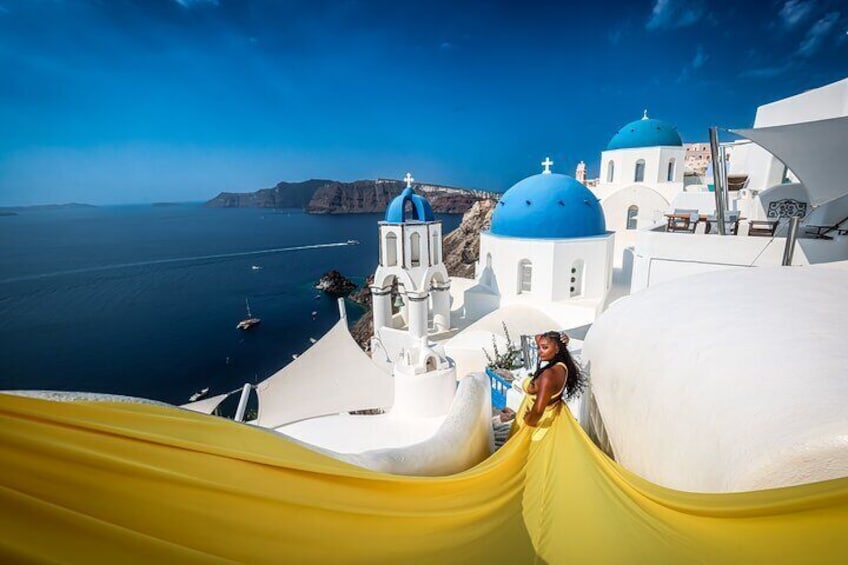 Flying Dress Santorini Photoshoot