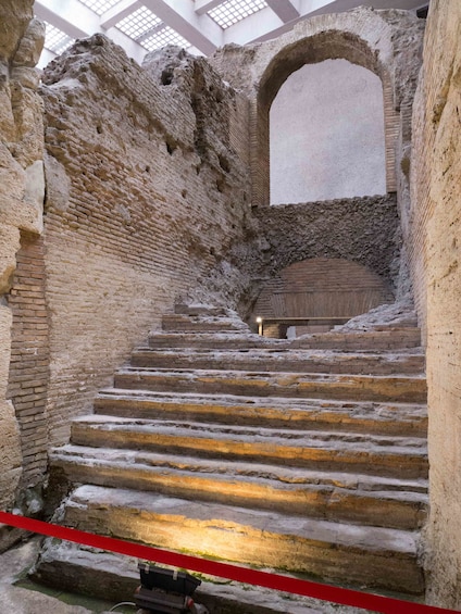 Close view of the steps at the Stadium of Domitian in Rome 
