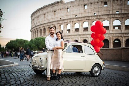 Rome Pro Photoshoot service include free transport FIAT 500