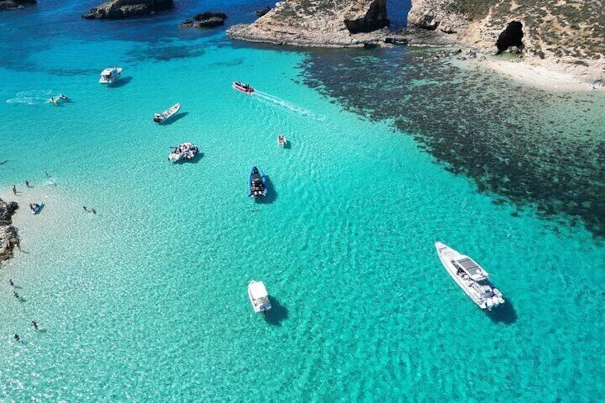 Full-Day Private Boat Trip – Blue Lagoon, Comino and Gozo 
Enjoy a private boat charter exploring Blue Lagoon, Ramla Bay, San Blas, and Dahlet Qorrot. Perfect for families and friends, a fun day