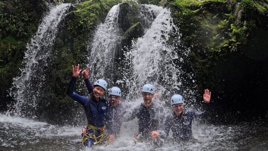 Waterpark Canyoning at Ribeira dos Caldeirões, Sao Miguel Azores